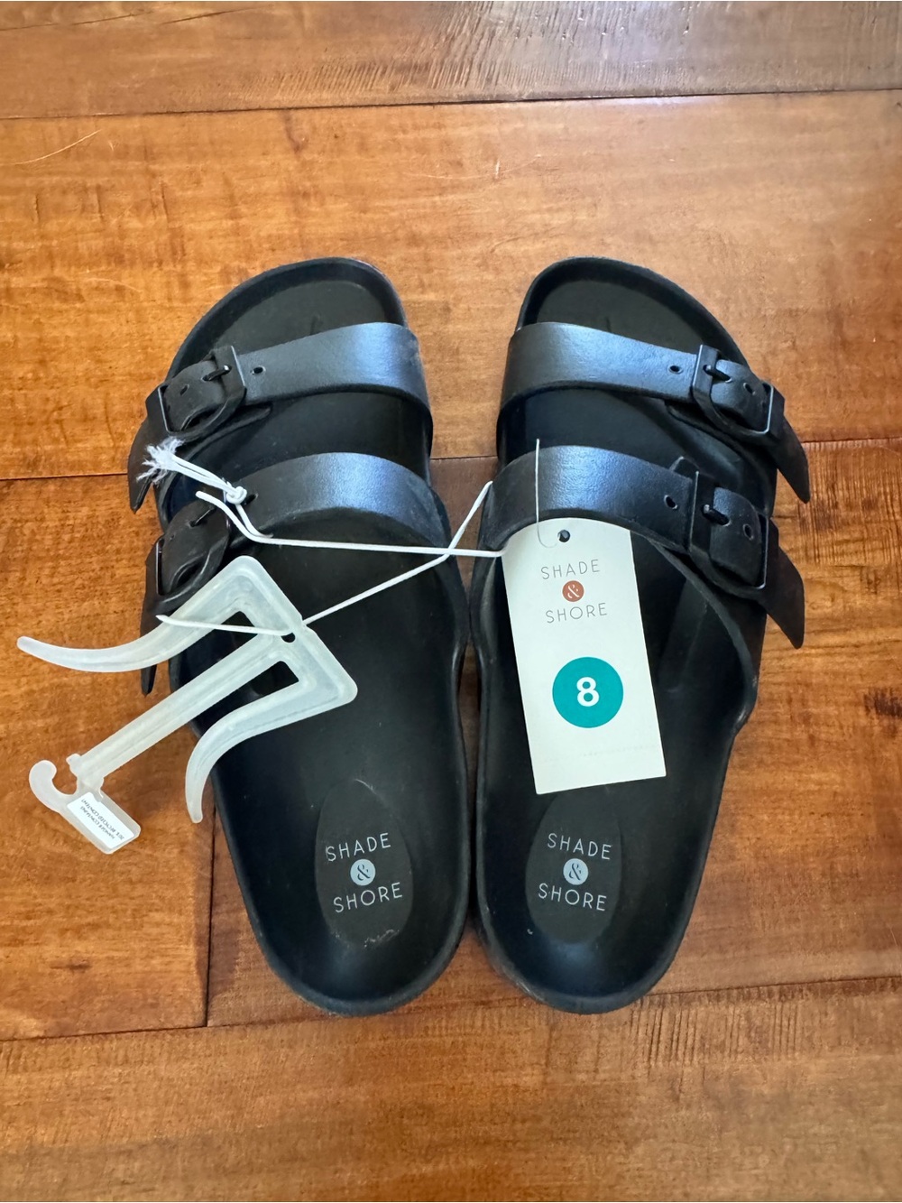 Shade & Shore Black Double-Buckle Slide Sandals for Kids